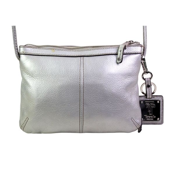 Tignanello SILVER GENUINE LEATHER ORGANIZER X-BODY SHOULDER BAG HANDBAG PURSE - Picture 8 of 16